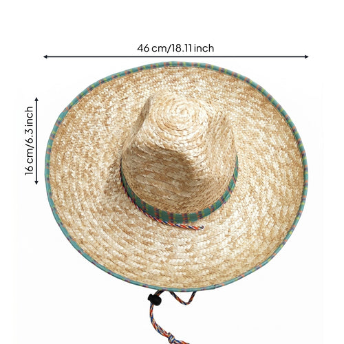Mexican Sombrero Lightweight Wide Brim Straw Hat Breathable for Outdoor, Party