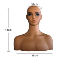 Mannequin Head with Shoulders Skin-Toned-Toned Mannequin Bust Ear-Shaped Structure hat Display Head