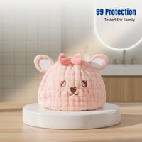 Kids Hair Drying Cap, Super Absorbent Quick Dry Towel, Cartoon Animal Design, Soft Microfiber, Parent-Child, Adult Use