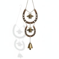 Rustic Hanging Ornament Cutout Horseshoe Bee Chime Chain-Suspended