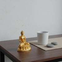 Miniature Golden Buddha Statue Feng Shui Sitting Buddha Statue Serene for Travel