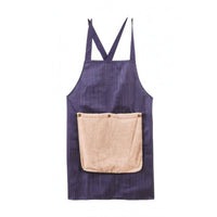 Crisscross-Back Apron Detachable Wipe Cloth Striped Apron Contrasting Trim