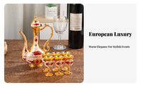 8 Pieces Vintage Metal Drinks Set Luxury Design European Design Vintage Drink Set Home Decoration for Wedding, Hotel