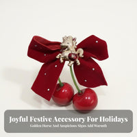 Cherry Hair Accessory Three-Dimensional Fruit Accent Cherry Ribbon Hair Accessory Sweet Design Secure Hold for Women