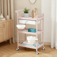 3-Tier Rolling Cart with Basin Mobile Salon Cart with Drawer Multi-Purpose