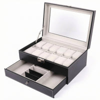 Watch Jewelry Box Mirror Lid 2-Layer Watch Organizer Easy to Clean
