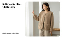 Warm Round Neck Fleece Cardigan Soft women's Fleece Cardigan Comfortable Collarless Unfastened Front Jacket Cozy for Young Adults, Students, Fall Season, Daily Wear, Layering, Outdoor
