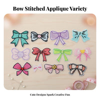 Embroidered Iron-on Bow Emblem Clothing Repair Bow Iron-on Emblem for Crafters, Teenagers, Accessory Decoration, Notebooks, Scrapbooks