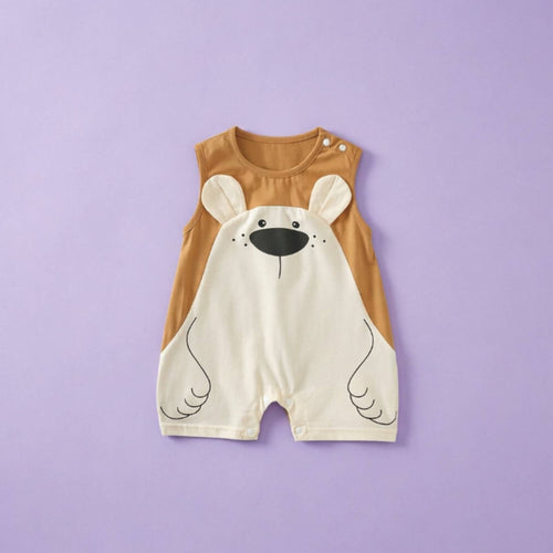 Cartoon Bear Baby Romper Soft Material Baby Romper with 3D Ears Breathable