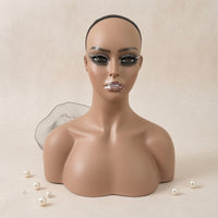 Mannequin Bust with Hairpiece Cap Bald Hairpiece Display Head Sturdy