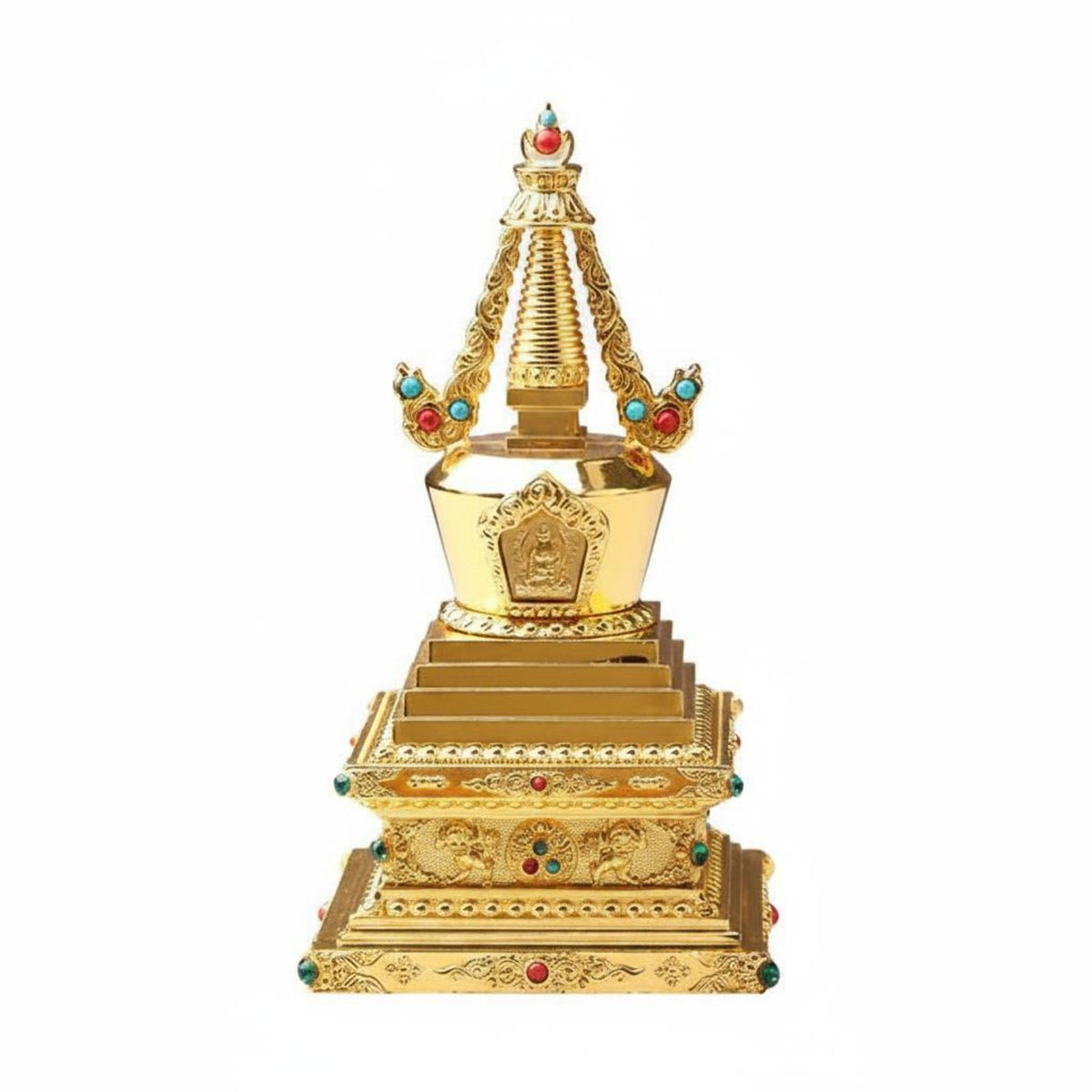 Tibetan Buddhist Stupa Alloy Construction Buddhist Relic Container for Buddhists