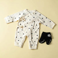 Side Tie Infant Jumpsuit Convenient Closures Gender-Neutral Cotton Jumpsuit Soft