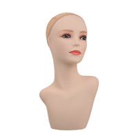 Shouldered Mannequin Head Matte Hairpiece Display Bust Skin-Tone Hairpiece Display Head