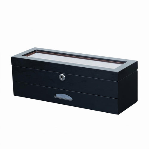 Watch and Jewelry Box Wood Grain Wooden Watch Box Clear Viewing Window