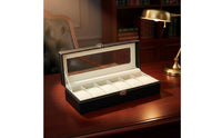 PU Leather Watch Box Clear View Lid Watch Storage Box Soft Lining for Men