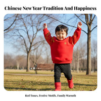 Infant New Year Costume, Chinese Style Tang Suit, Red Festive Dress, Boys & Girls, Soft Material