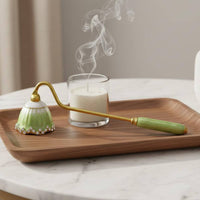 Long Handle Candle Wick Smotherer Smokeless Vintage Enamel Candle Wick Smotherer Dome Shaped Wick Extinguishing Tool Smoke-Clear