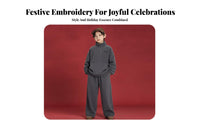 Children's Fleece Lined Sweatshirt Set, New Year Edition, Soft, Gentle on Skin, Pullover & Pants, Autumn Winter