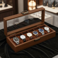 Watch and Jewelry Storage Box Dustproof Wooden Jewelry Box Glass Top Watch Display Case Large Capacity for Women