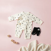 Side Tie Infant Jumpsuit Convenient Closures Gender-Neutral Cotton Jumpsuit Soft