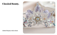 Traditional Chinese Attire Hairpiece Elegant Design Iridescent Flower Hair Crown Crystal Bead Crown Handmade Vintage
