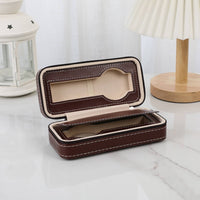 Multi-Compartment Watch Storage Box Soft Suede Lining Portable Watch Organizer Zippered Accessory Box Shockproof Jewelry