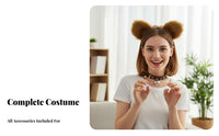 Animal Ears and Tail Set Soft Ears Headband and Tail Costume Animal Cosplay Accessories for Adults, Halloween, Carnival