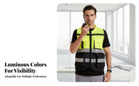 Reflective Safety Vest 360° Reflectivity High-Visibility Construction Vest Fastener Ed Reflective Gilet All-Gender Fit