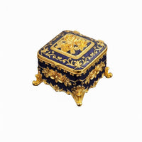 Ornate Design Vintage Jewelry Box Sturdy Zinc Alloy Embossed Floral Keepsake Case Velvet Lined for Women