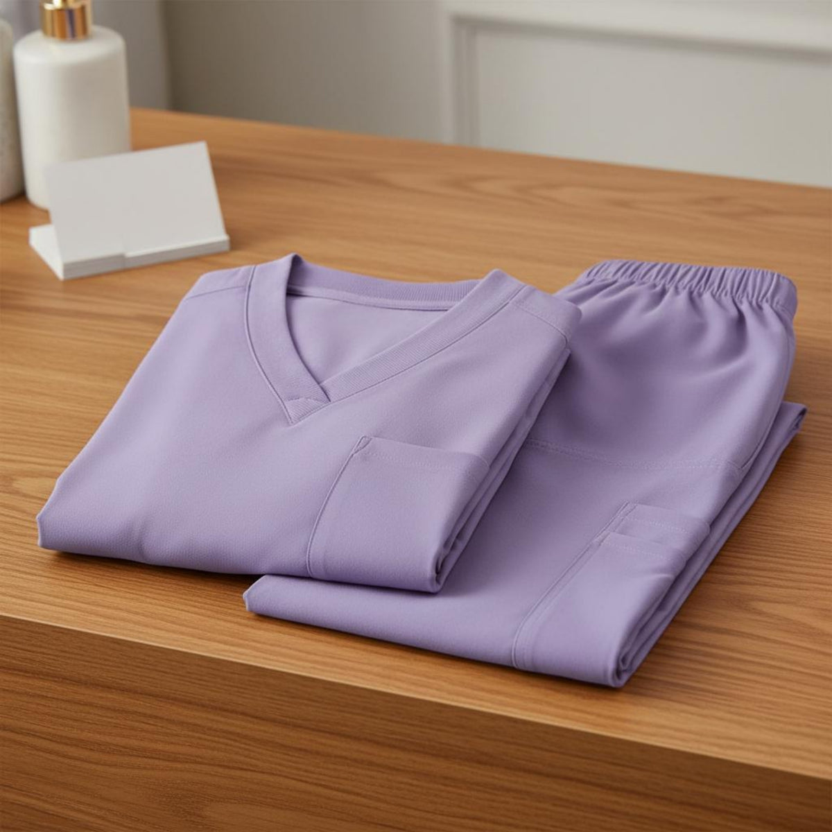 Breathable Scrub Set Multiple Pockets Nurse Attire Set Drawstring Waist V-Neck Scrub Attire for Nurses, Beauticians, Caregivers, Hospital, Medical Office, Spa