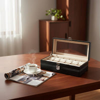 Watch Organizer Box Clear Viewing Window Watch Storage Box Metal Clasp