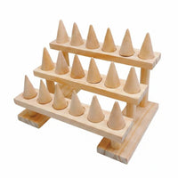 Tiered-Cone Stand Wooden Wood Band Display Rack Minimalist for Market Vendors