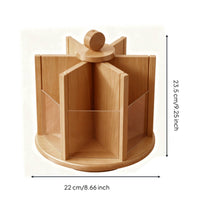 Rotating Wooden Makeup Organizer Space Saving 360 Degree Cosmetic Storage Turntable Easy Access Revolving Vanity Holder for Dresser, Washroom Counter
