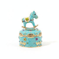 Carousel Jewelry Box Red-Lined Horse Jewelry Box Hinged Lid