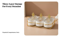 Light Luxury Design Multi-Compartment Nut Serving Platter Dust and Divided Serving Tray with Lid Removable Compartments