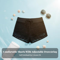 Plus Size Available Lace Swim Shorts Alluring Design High Waisted Swim Shorts Stretchy for Adults, Swimming, Vacation, Water Sports