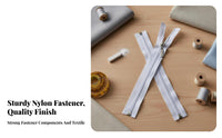 Includes Sliders White Separating Zipper Long-Lasting Slide Fastener Wear-Resistant Garment Component Effortless Sliding for Tailors, Clothing Manufacturers, Handicraft Enthusiasts, Jackets, Sportswear, Tents, Bag Making