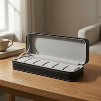 Watch Case with 6 Slots Padded Zippered Watch Organizer Compact for Journeyers, Business Trips