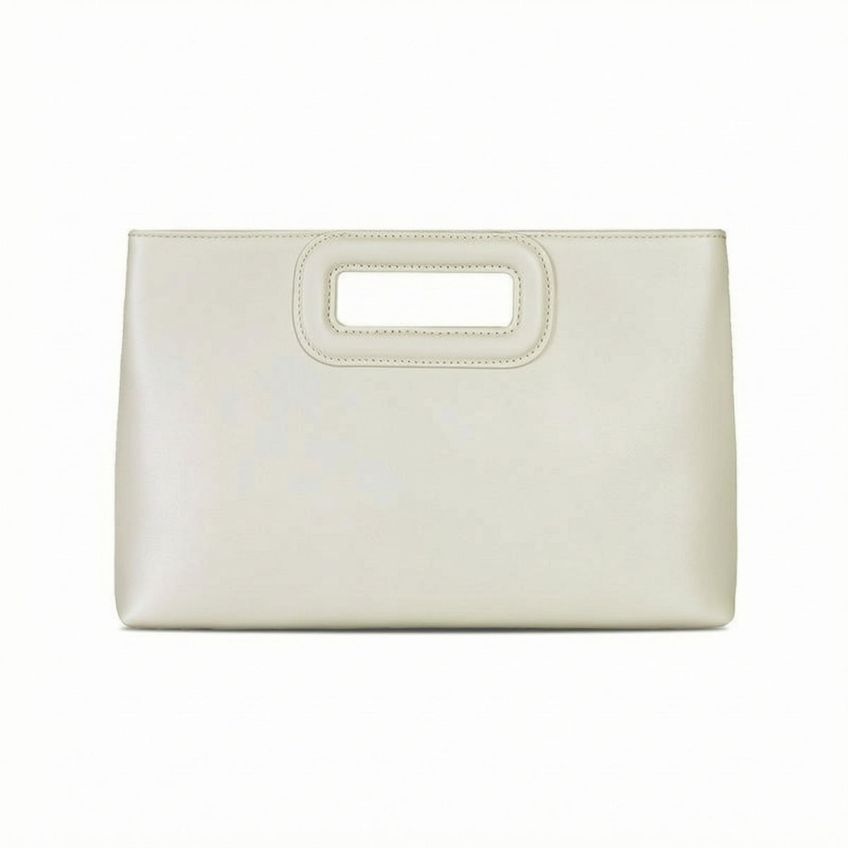 Cutout-Handle Bag Stitched Edges PU Handbag Minimal Design Structured Handbag
