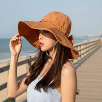 Wide Brim Sun Hat Breathable Bowknot Sun Hat Adjustable Fit for Outdoor