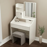 Makeup Vanity with Storage Space Saving Design for Small Apartment, Women, Teens