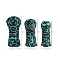 3 Pieces Golf Club Head Covers Vintage-Retro-Themed Wood Headcovers Elastic Headcover for Golfers