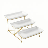 3-Tier Dessert Stand Melamine Trays Tableware Easy to Clean
