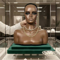 PVC Mannequin Head Torso Sculpted Neck Female Mannequin Bust Sturdy Material