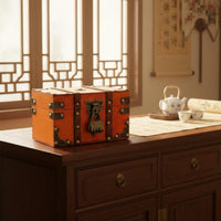 Chinese Retro Keepsake Box Multipurpose Wooden Jewelry Box with Lock Locking Wooden Treasure Chest Sturdy Wood Construction