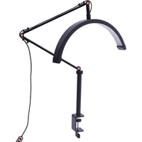 Articulated Joints Circular Light with Stand Height Adjustable Clamp Circular Light Black Lighting Equipment for Makeup, Live Broadcasting, Photo Taking