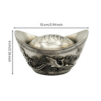 Traditional Wealth Symbol Ornament Antique-Style Metal Ingot Ornament Embossed Tabletop Decor for Collectors