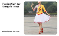 Porcelain Pattern Dancewear Set, Square Dance Costume, Classical Style, Princess Sleeve, Flowing Skirt
