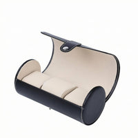 Cylindrical Watch Box Three-Slot PU Leather Watch Box Pillow Inserts