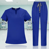 Quick-Dry V-Neck Scrub Top and Pants Thin Material Doctor Attire Set Stackable Layer Wear V Neck Scrub Top Plus Size for Nurses, Doctors, Hospital, Medical Facility